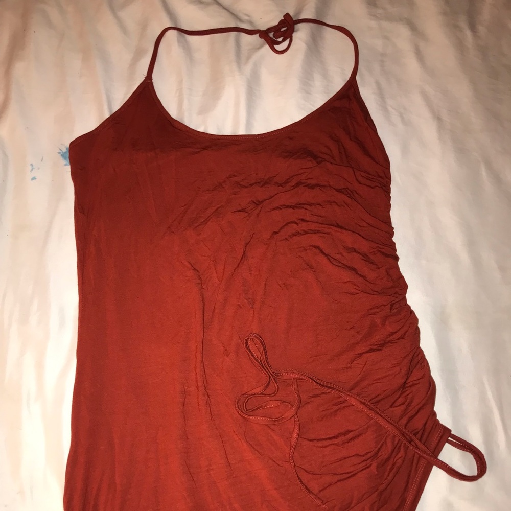 Sultry Sienna: Halter Neckline Dress with Adjustable Slit